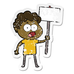 distressed sticker of a cartoon man gasping in surprise