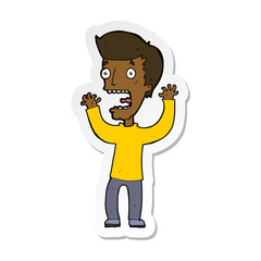 sticker of a cartoon frightened man