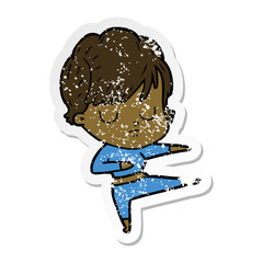 distressed sticker of a cartoon woman