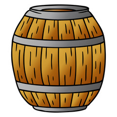 gradient cartoon doodle of a wooden barrel