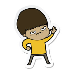 sticker of a angry cartoon boy