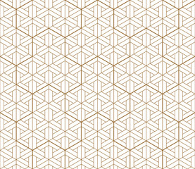 Seamless traditional Japanese geometric ornament .Golden color lines.