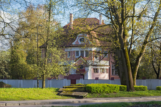 Old typical historical building in center of Kaliningrad. Before 1945 is was german town known as Konigsberg,  after World War II became a Russian city, renamed Kaliningrad in 1946.