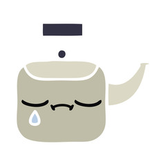 flat color retro cartoon kettle