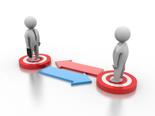 3d man with target. 3d render
