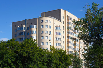 Typical modern residential building in a dormitory area in the territory of the former Soviet Union.