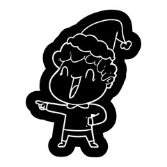 cartoon icon of a happy man wearing santa hat