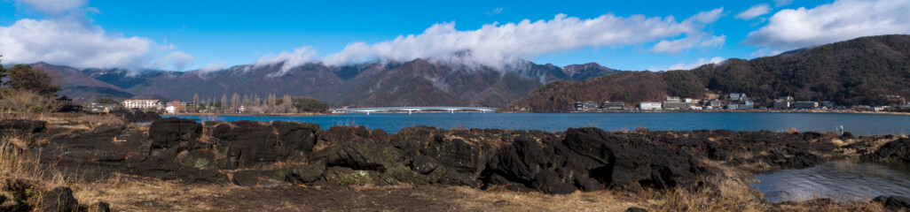 Fototapeta na wymiar Panoramic Shot ; kawaguchi lake lapan