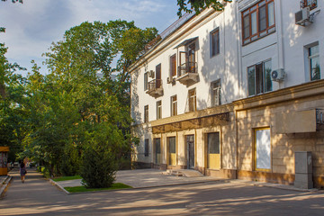 Fototapeta na wymiar Typical buildings in the historical part of Almaty, Kazakhstan.