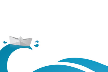 Folder Paper Ship Boat on Sea