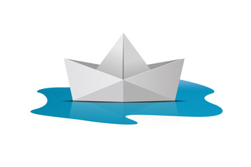 Folder Paper Ship Boat on Sea