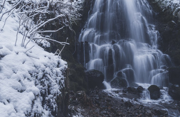 Fairy Falls in the winter time, Columbia River Gorge, Oregon