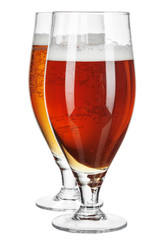 Glass of beer isolated on a white background
