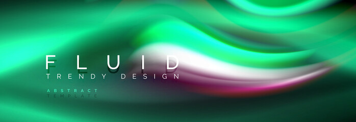 Fluid color neon wave lines background, neon liquid color futuristic paint template