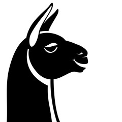 lama head, vector illustration,  black silhouette, © wectorcolor