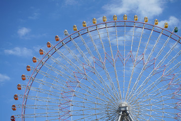 Scene of the gondola of a blue sky and the Ferris wheel which it was fine