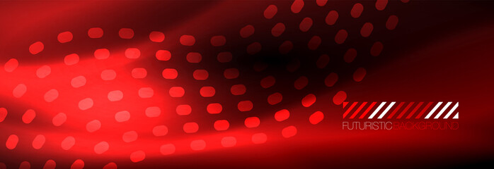 Glowing abstract wave on dark, shiny motion, Christmas and New Year magic space light. Techno abstract background