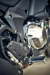 Beautiful view of the motorcycle with an emphasis on the engine.
