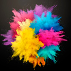 Exploding colorful powder effect