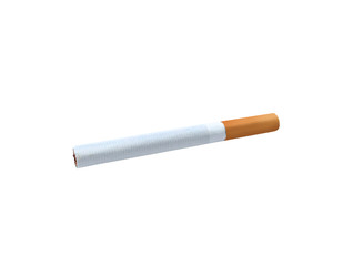 Regular cigarette with an orange filter. Isolated on white.