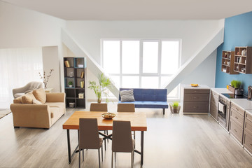 Naklejka na ściany i meble Interior of modern studio apartment