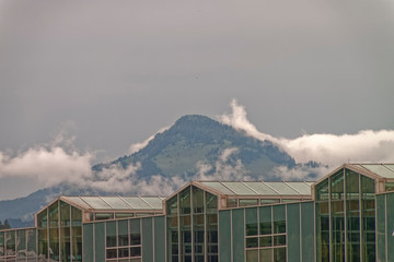 Kufstein - glazed industrial halls in the alpine mountains.