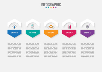 Business infographic template with 5 options hexagonal shape,Creative concept for infographic..