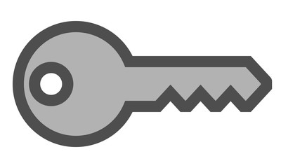 Key symbol icon - red with outline, isolated - vector