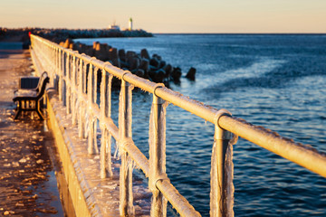 ice-bearers frosted by hand railings