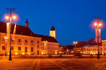 Transylvania fortress city at night 