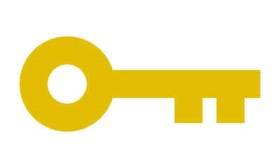 Key symbol icon - golden simple, isolated - vector