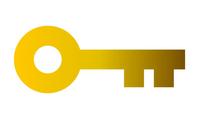 Key symbol icon - golden gradient, isolated - vector