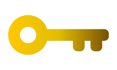Key symbol icon - golden gradient, isolated - vector