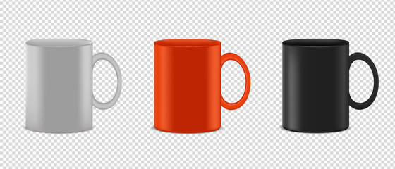 Coffee Cup Collection - Realistic Vector Illustration - Isolated On Transparent Background