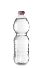 Bottle of clean water on white background