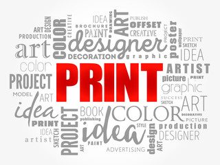 PRINT word cloud, creative business concept background