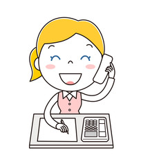 電話中の女性社員