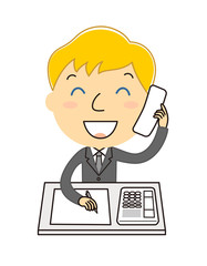 電話中の男性社員