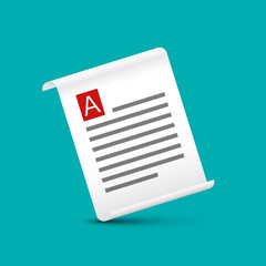 Paper Document Icon. Vector Legal Contract Graphic Symbol with Letter A.