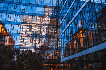 Modern office building in the evening