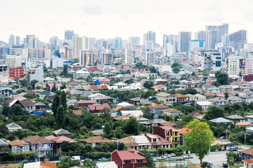 Batumi. Georgia. Panorama of the city on the old and new (modern) Batumi. Houses, apartments, rent, construction. Landscape of Batumi.