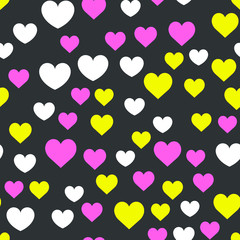 Hearts for Valentine's Day. Romantic feeling and love. Seamless vector EPS 10. Abstract geometric pattern. Multicolor Figures. Texture for print and Banner. Flat style