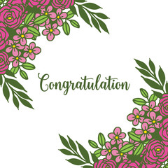 Vector illustration greeting card congratulation with pink flower frame hand drawn