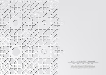 Modern arabesque Hexagonal classic pattern white background vector