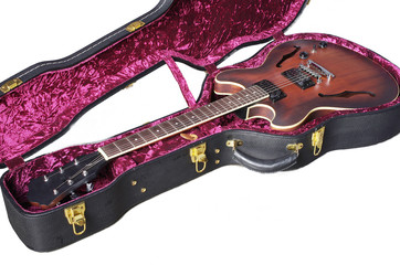 Obraz premium Electric guitar and guitar case. Isolated on white.
