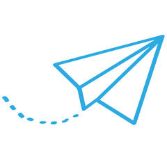 Handgezeichneter Papierflieger in blau