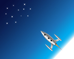 Fototapeta na wymiar The rocket is going into space. Vector illustration.