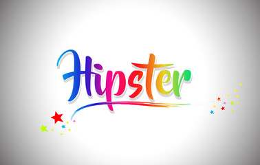 Hipster Handwritten Word Text with Rainbow Colors and Vibrant Swoosh.