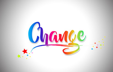 Fototapeta na wymiar Change Handwritten Word Text with Rainbow Colors and Vibrant Swoosh.