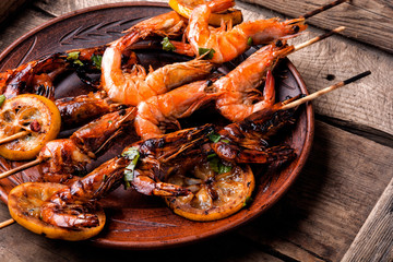 Barbecue shrimps or prawns